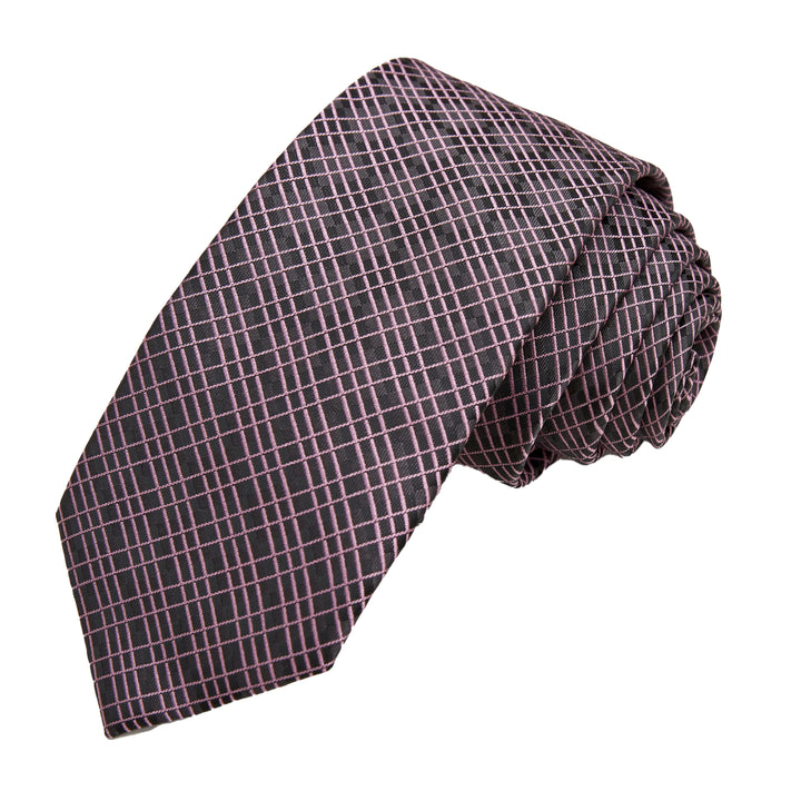 Crossed Lines Slim Tie - Black Pink