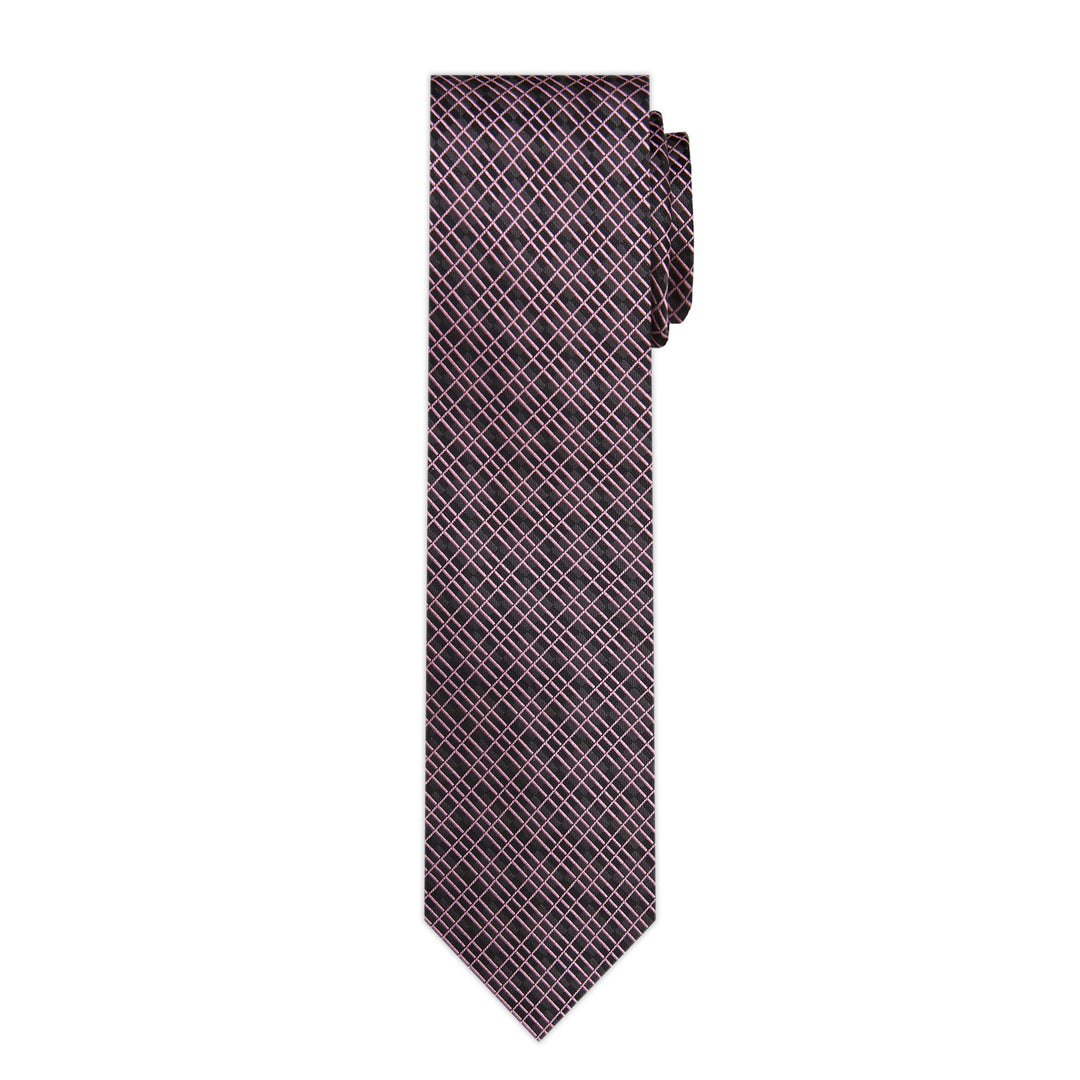 Crossed Lines Slim Tie - Black Pink