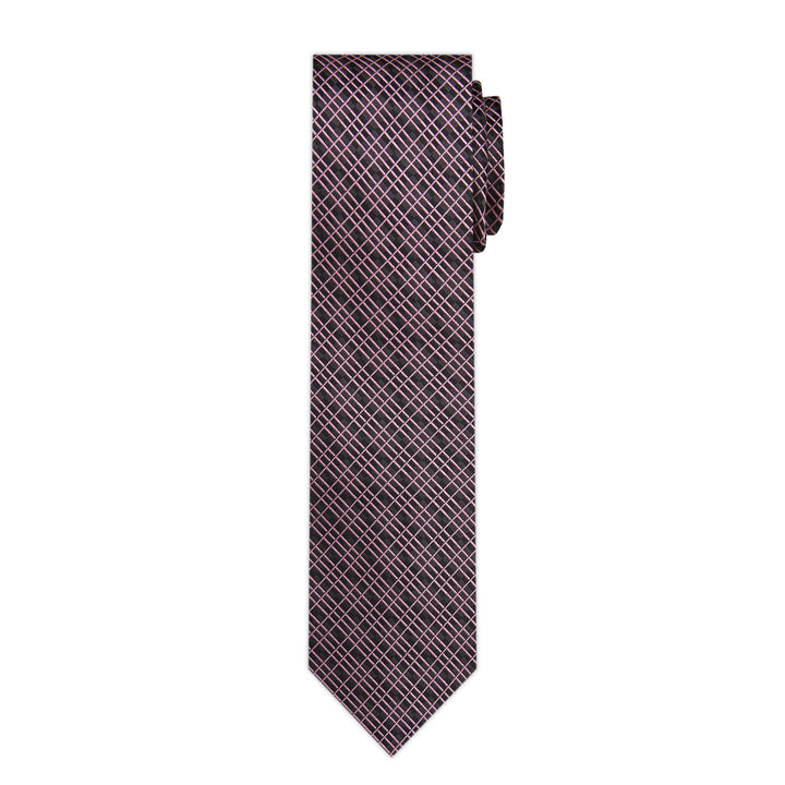 Crossed Lines Slim Tie - Black Pink
