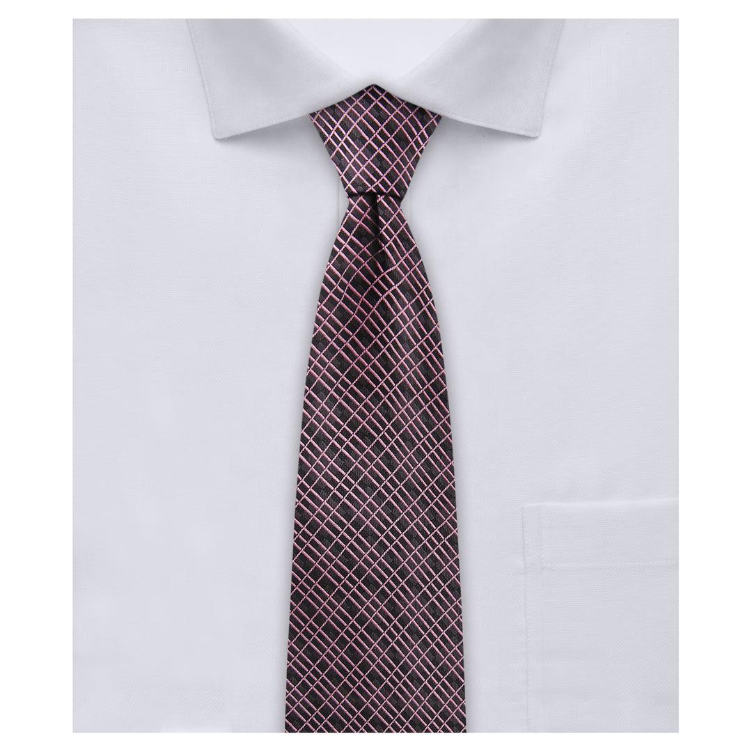 Crossed Lines Slim Tie - Black Pink