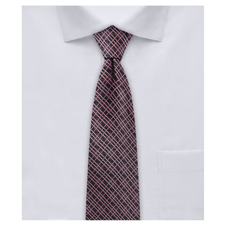 Crossed Lines Slim Tie - Black Pink