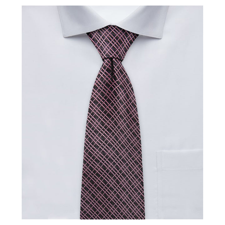 Crossed Lines Tie - Black Pink