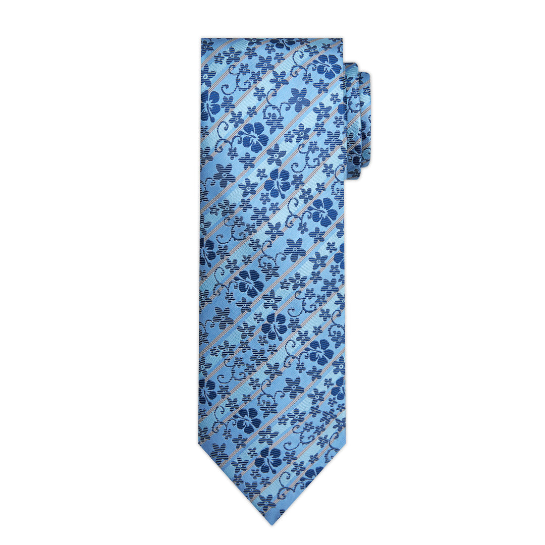 Floral Tie - Blue Taupe