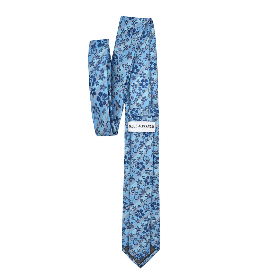 Floral Slim Tie - Blue Taupe