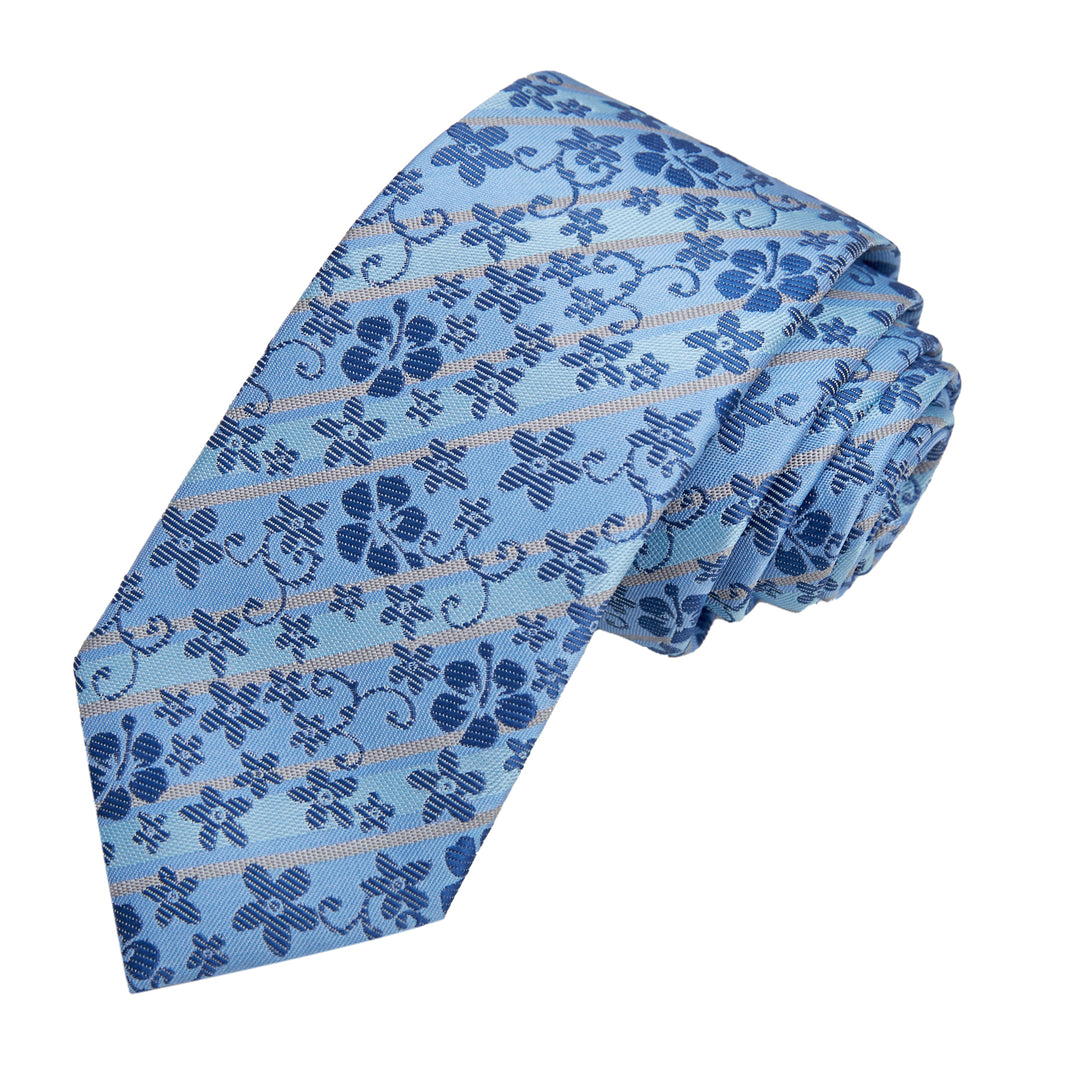 Floral Slim Tie - Blue Taupe