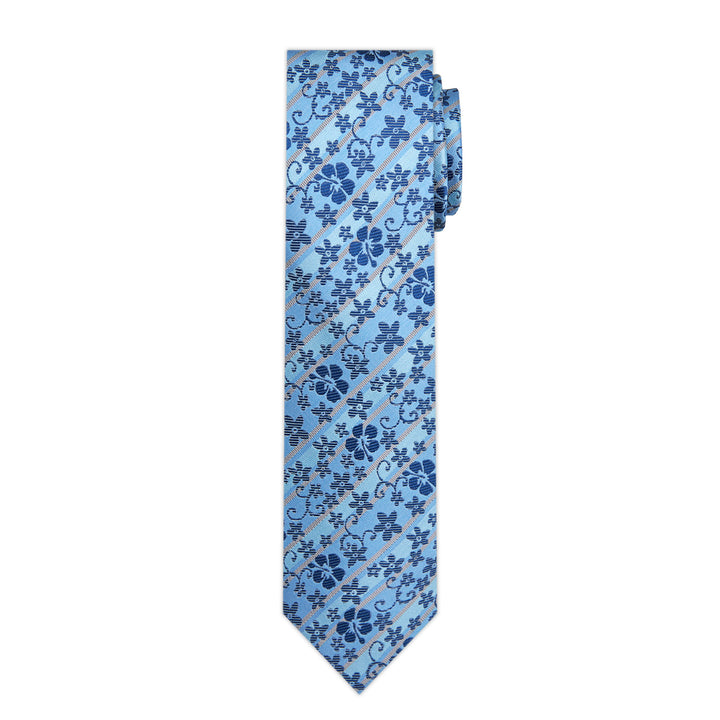 Floral Slim Tie - Blue Taupe