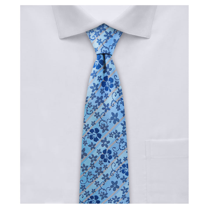 Floral Slim Tie - Blue Taupe