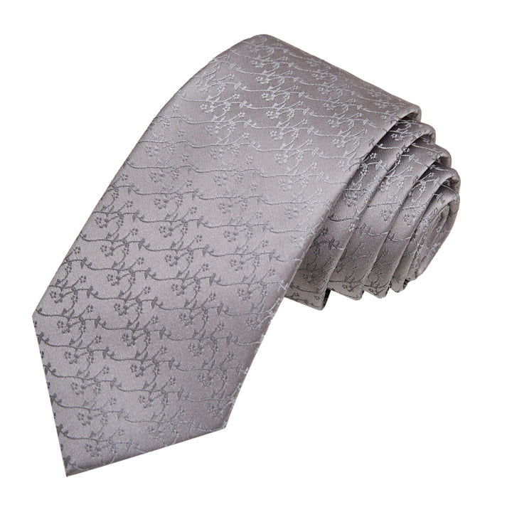 Delicate Vine Slim Tie - Silver Gray