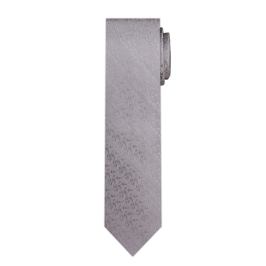 Delicate Vine Slim Tie - Silver Gray