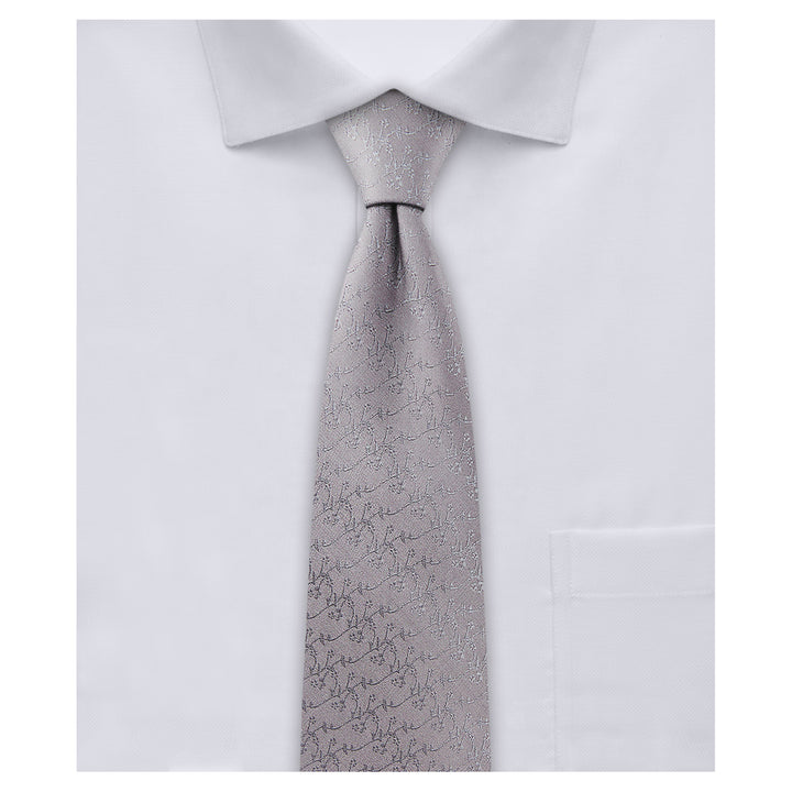 Delicate Vine Slim Tie - Silver Gray