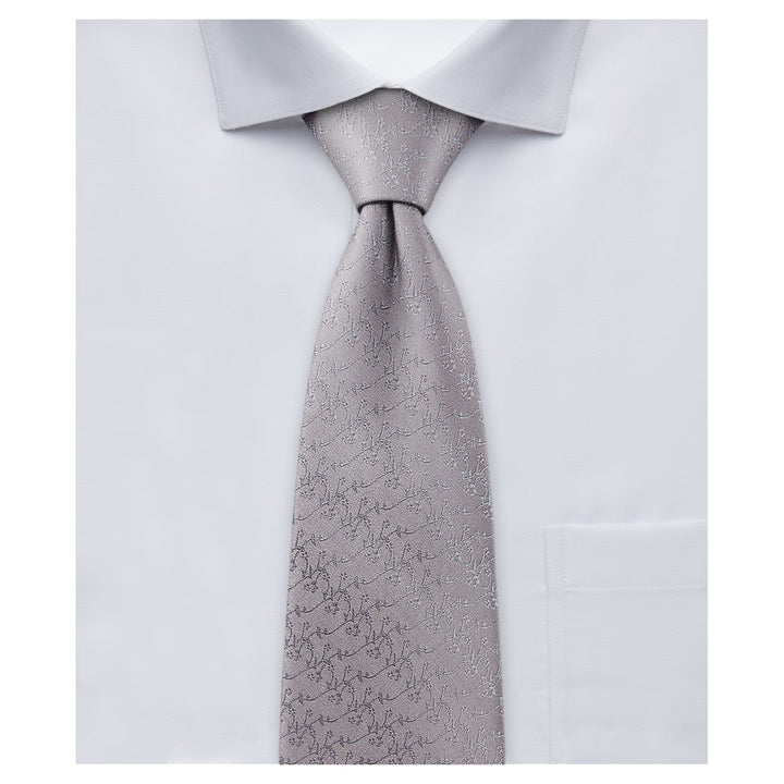 Delicate Vine Tie - Silver Gray