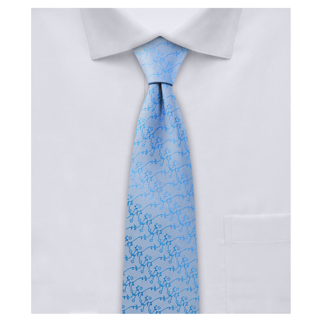 Delicate Vine Slim Tie - Blue