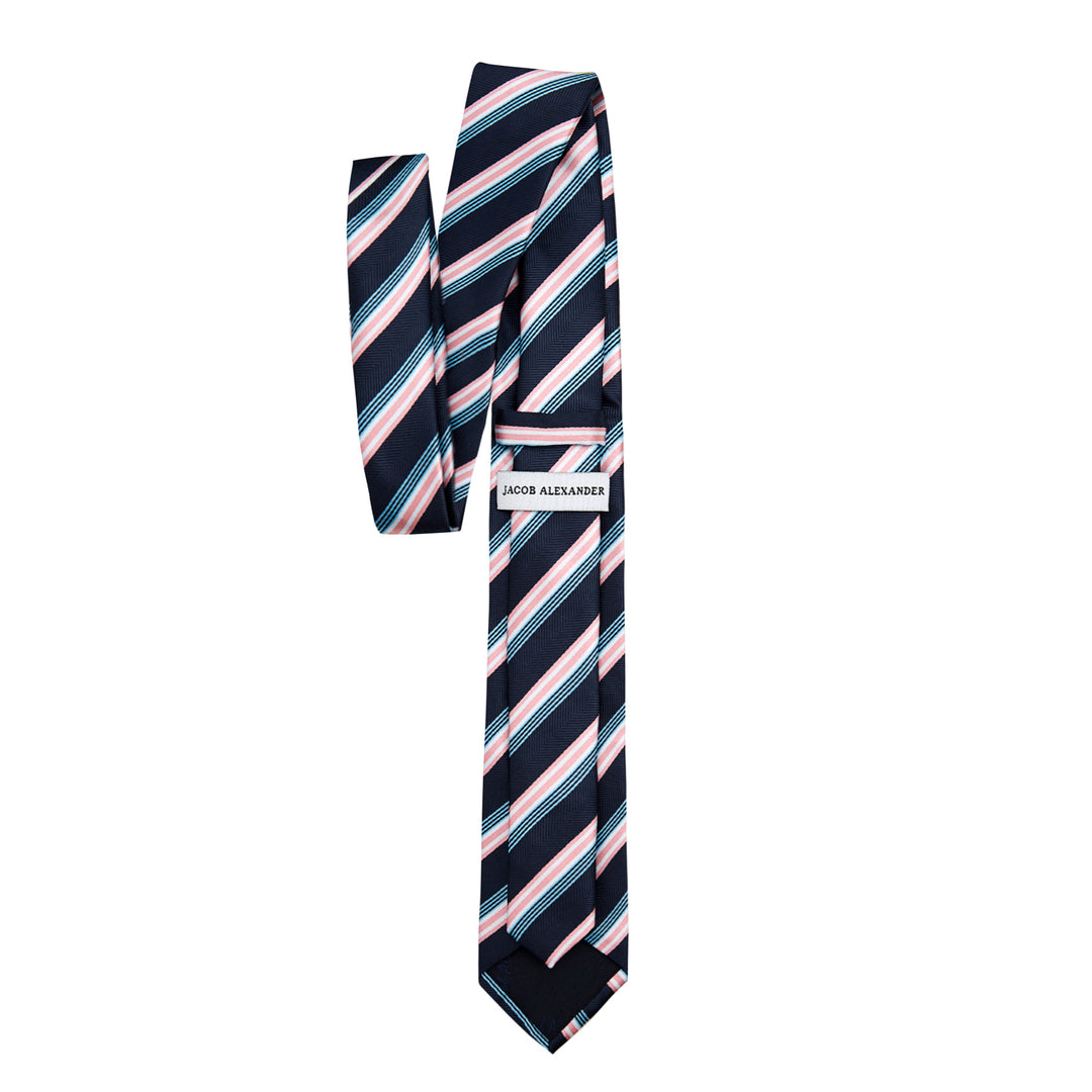 Chevron Stripes Slim Tie - Pink