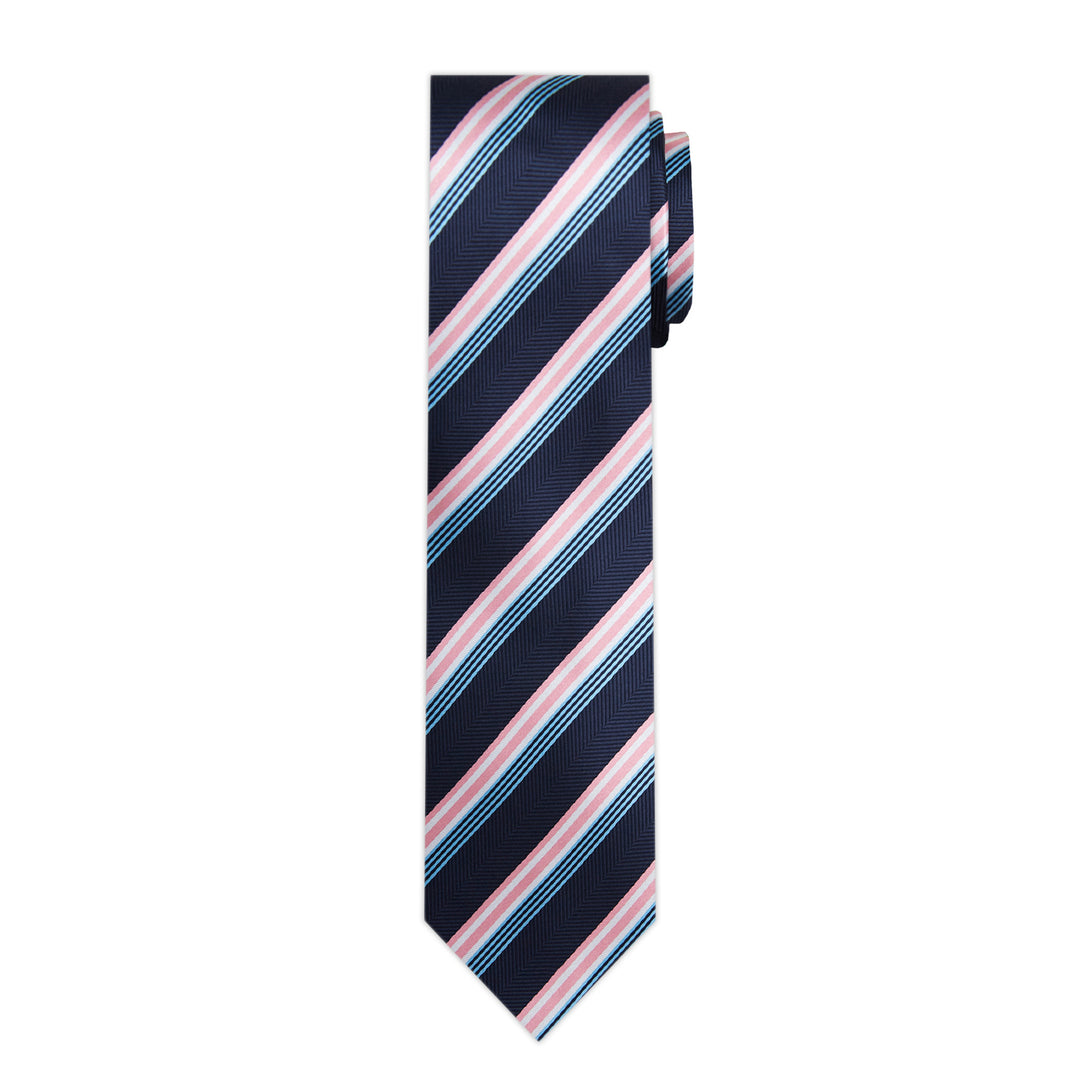 Chevron Stripes Slim Tie - Pink