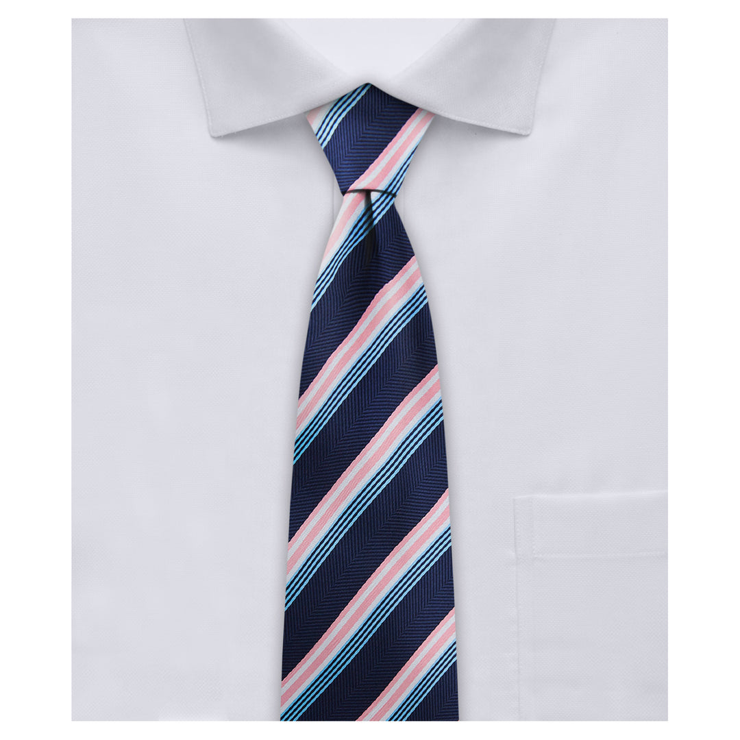 Chevron Stripes Slim Tie - Pink
