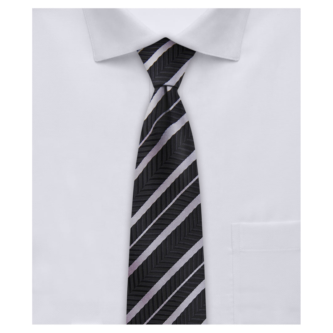 Chevron Stripes Slim Tie - Gray