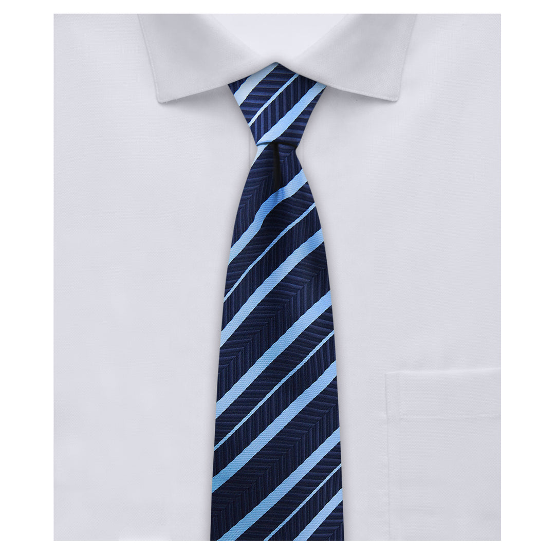 Chevron Stripes Slim Tie - Blue