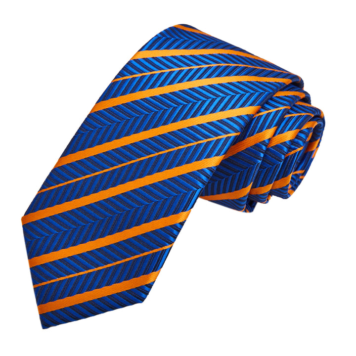 Chevron Stripes Slim Tie - Orange