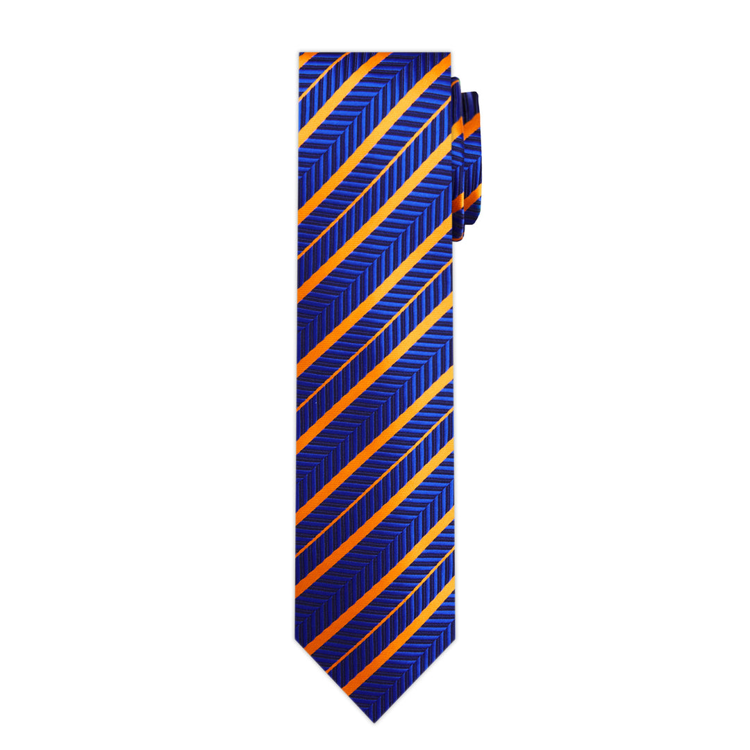 Chevron Stripes Slim Tie - Orange