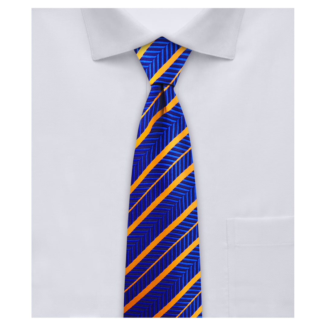 Chevron Stripes Slim Tie - Orange