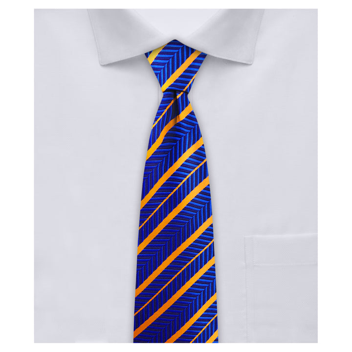 Chevron Stripes Slim Tie - Orange
