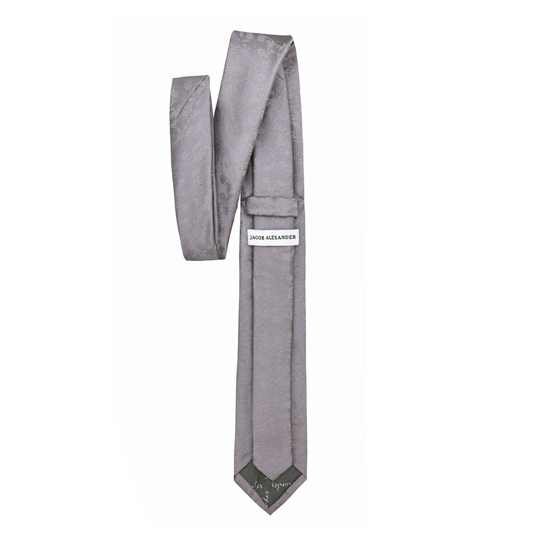 Floral Slim Tie - Gray