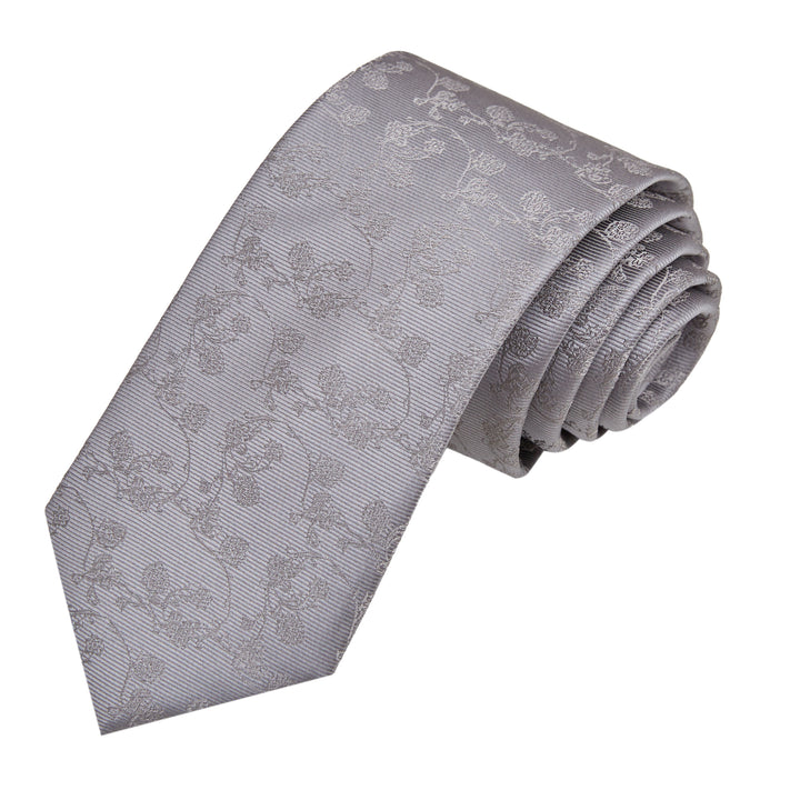 Floral Slim Tie - Gray