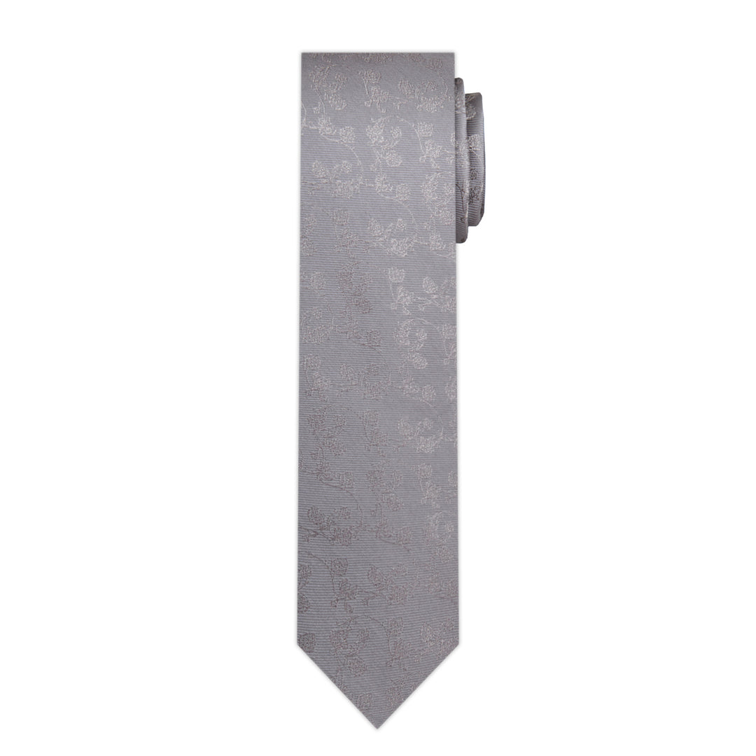 Floral Slim Tie - Gray