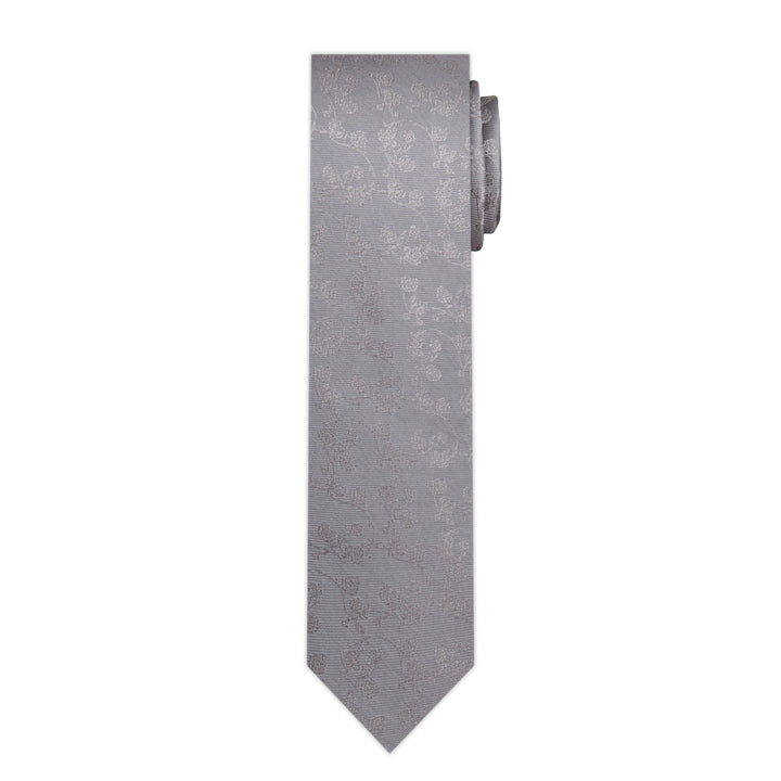Floral Slim Tie - Gray