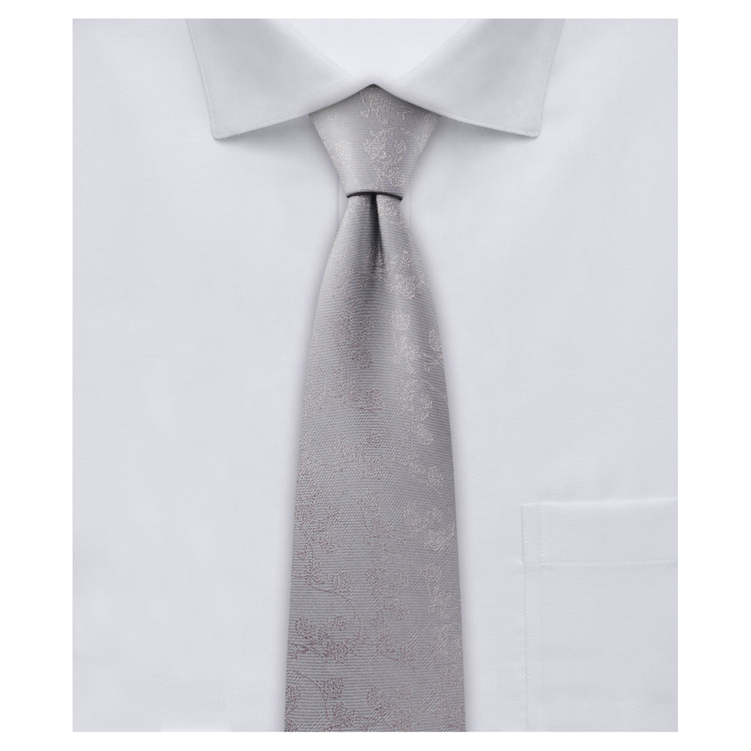 Floral Slim Tie - Gray