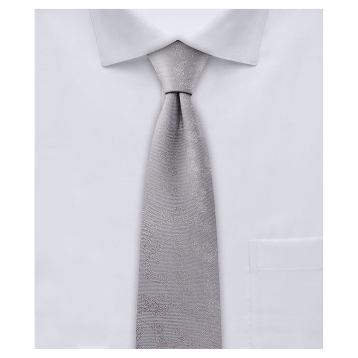 Floral Slim Tie - Gray