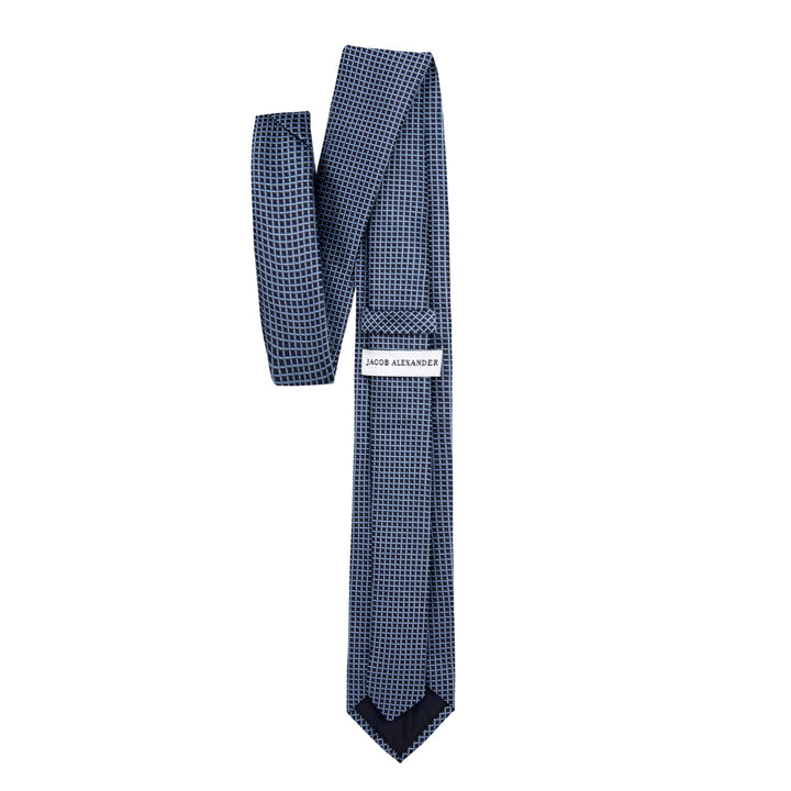 Dotted Squares Slim Tie - Black Blue