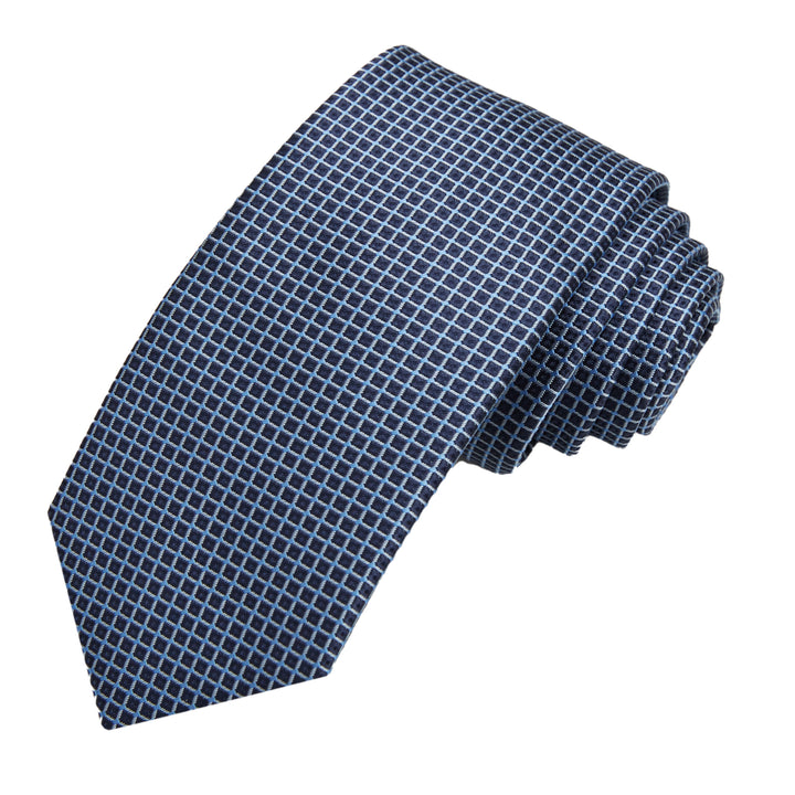 Dotted Squares Slim Tie - Black Blue