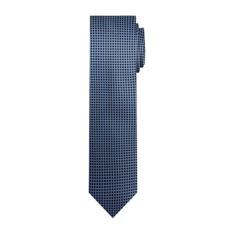 Dotted Squares Slim Tie - Black Blue