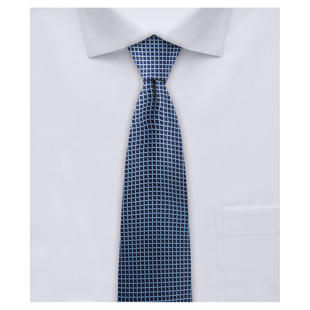 Dotted Squares Slim Tie - Black Blue