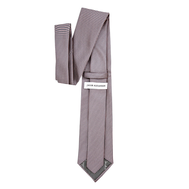Dotted Squares Tie - Pink Gray