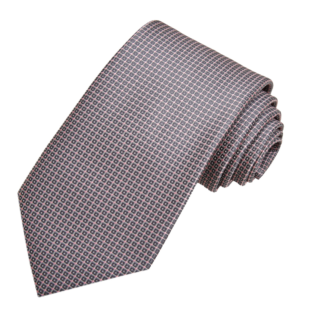 Dotted Squares Tie - Pink Gray