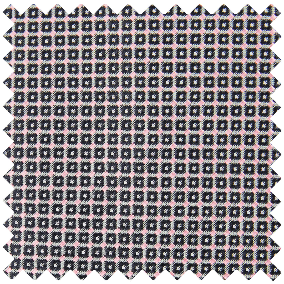 Dotted Squares Tie - Pink Gray