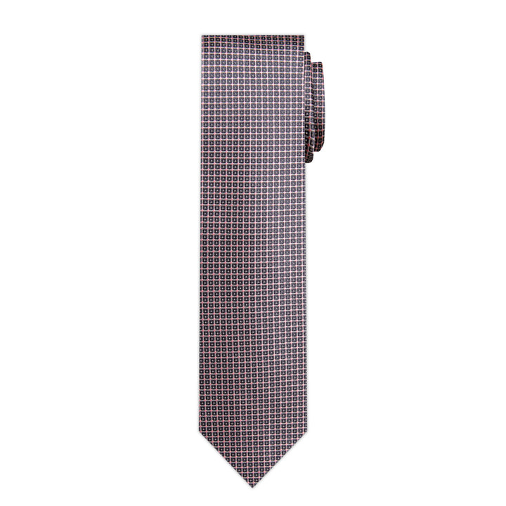 Dotted Squares Slim Tie - Pink Gray