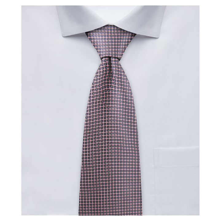 Dotted Squares Tie - Pink Gray