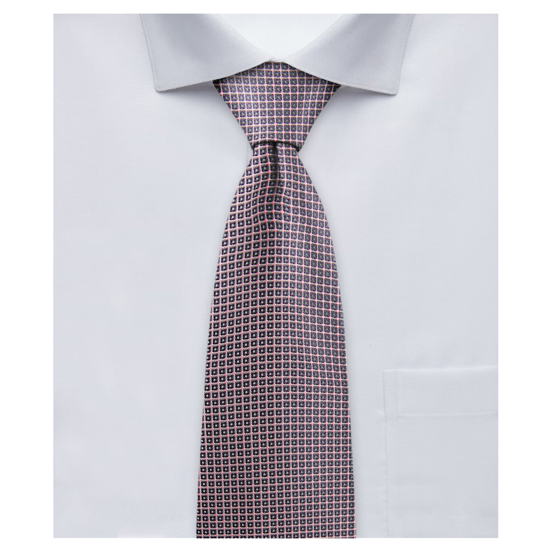 Wedding Dotted Squares Slim Tie - Pink Gray