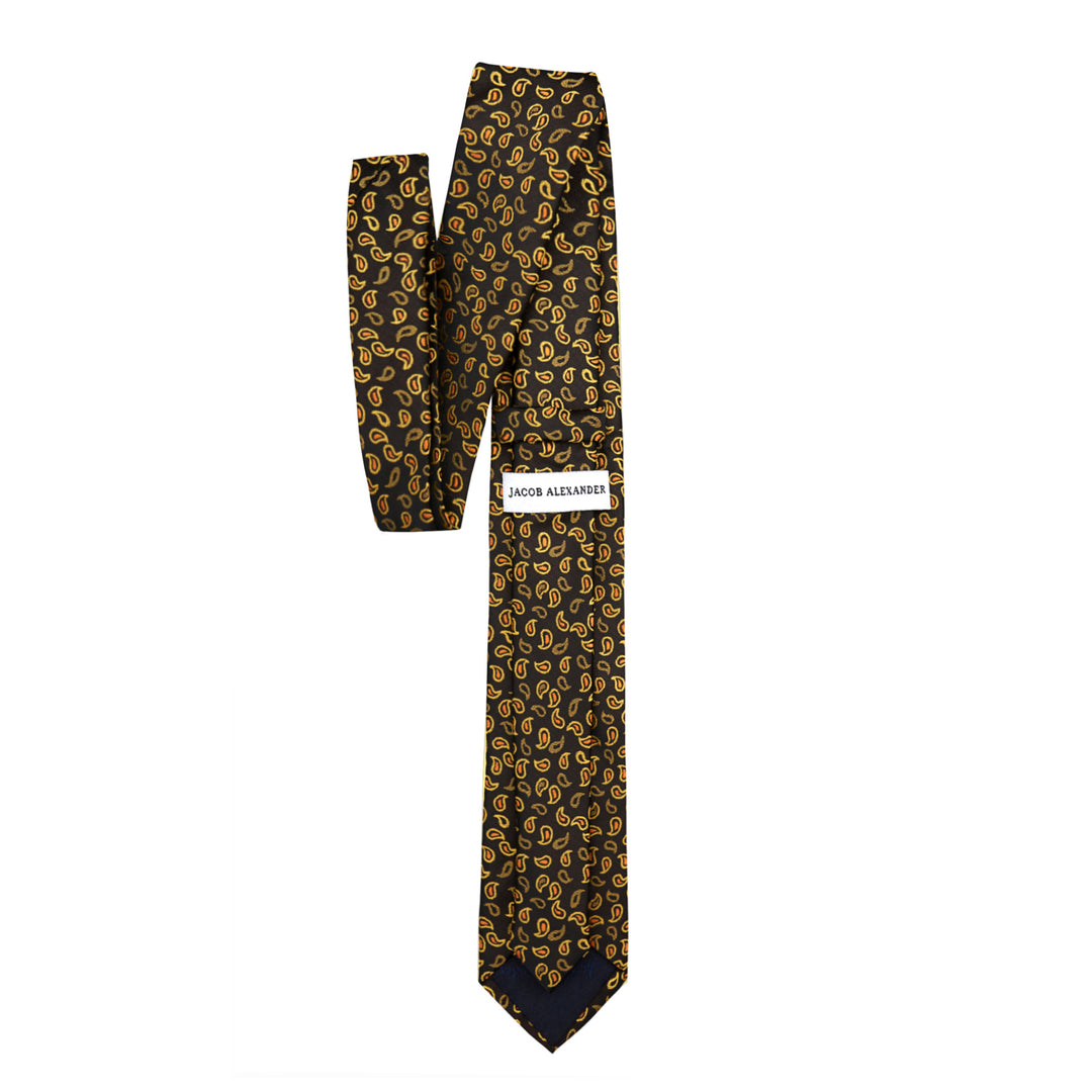 Paisley Slim Tie - Black Yellow