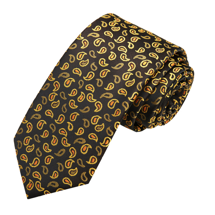 Paisley Slim Tie - Black Yellow
