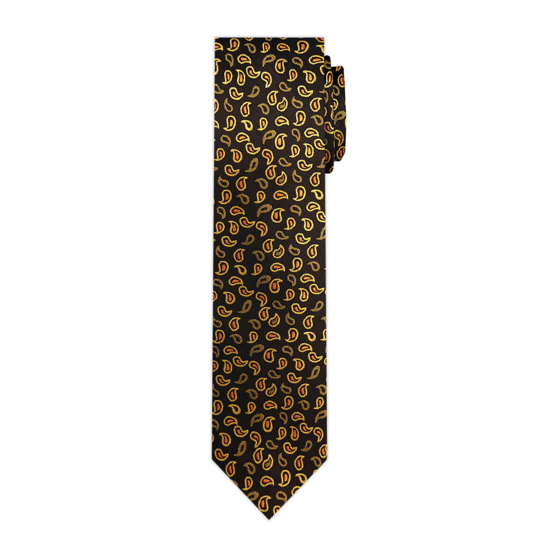 Paisley Slim Tie - Black Yellow