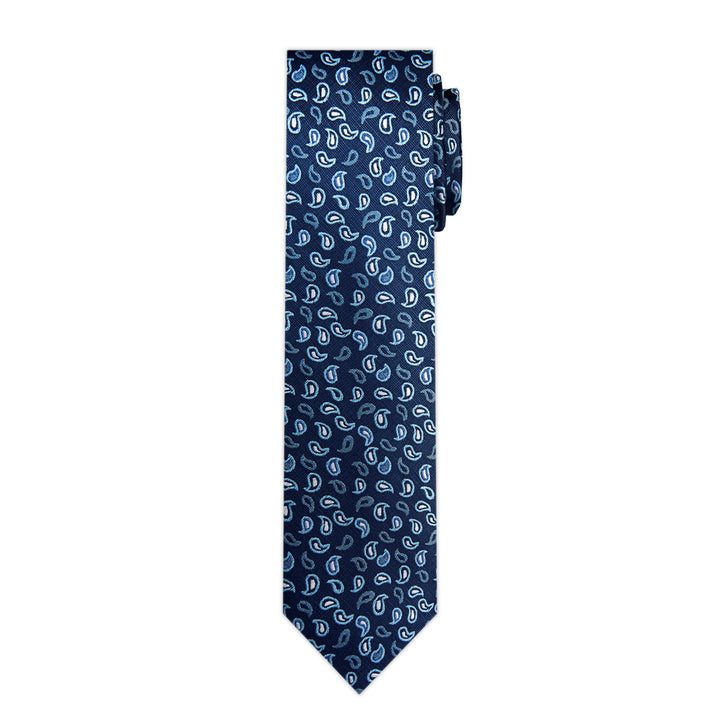Paisley Slim Tie - Blue Silver