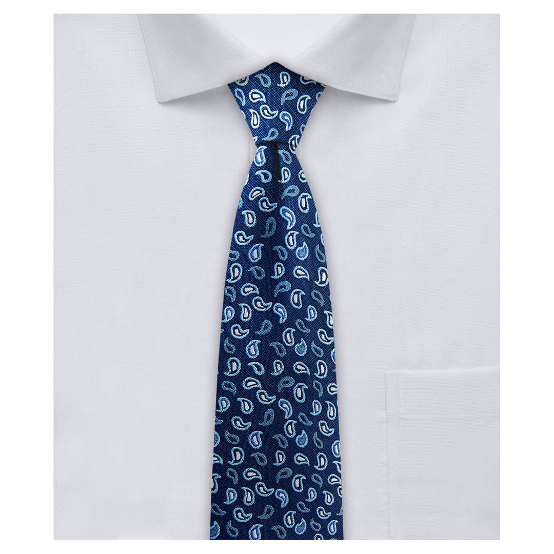 Paisley Slim Tie - Blue Silver