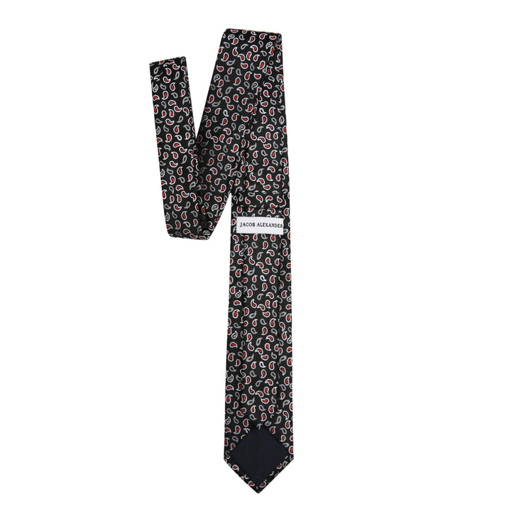 Paisley Slim Tie - Black Red