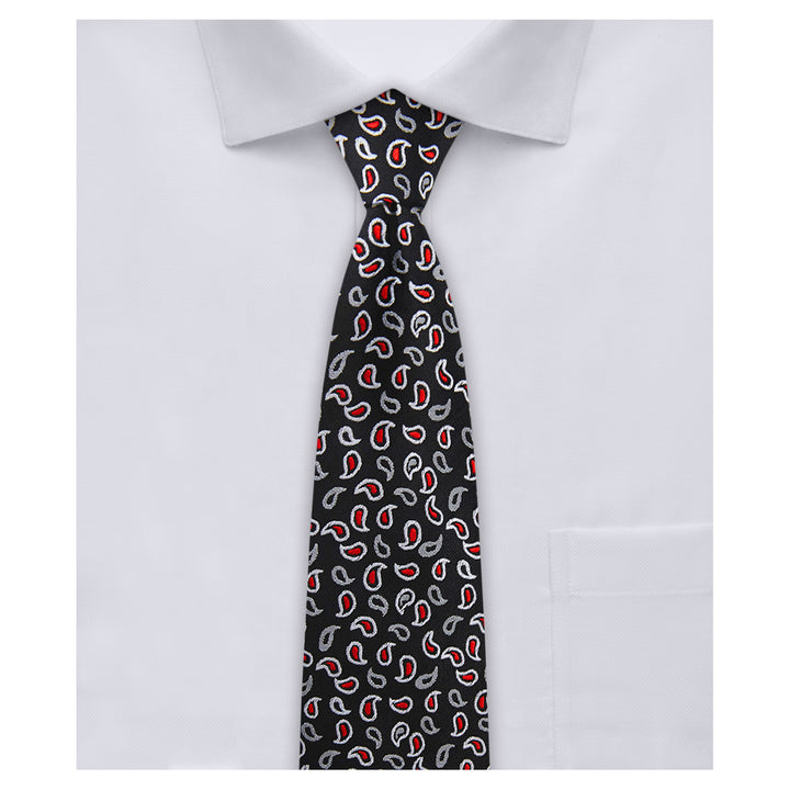 Paisley Slim Tie - Black Red