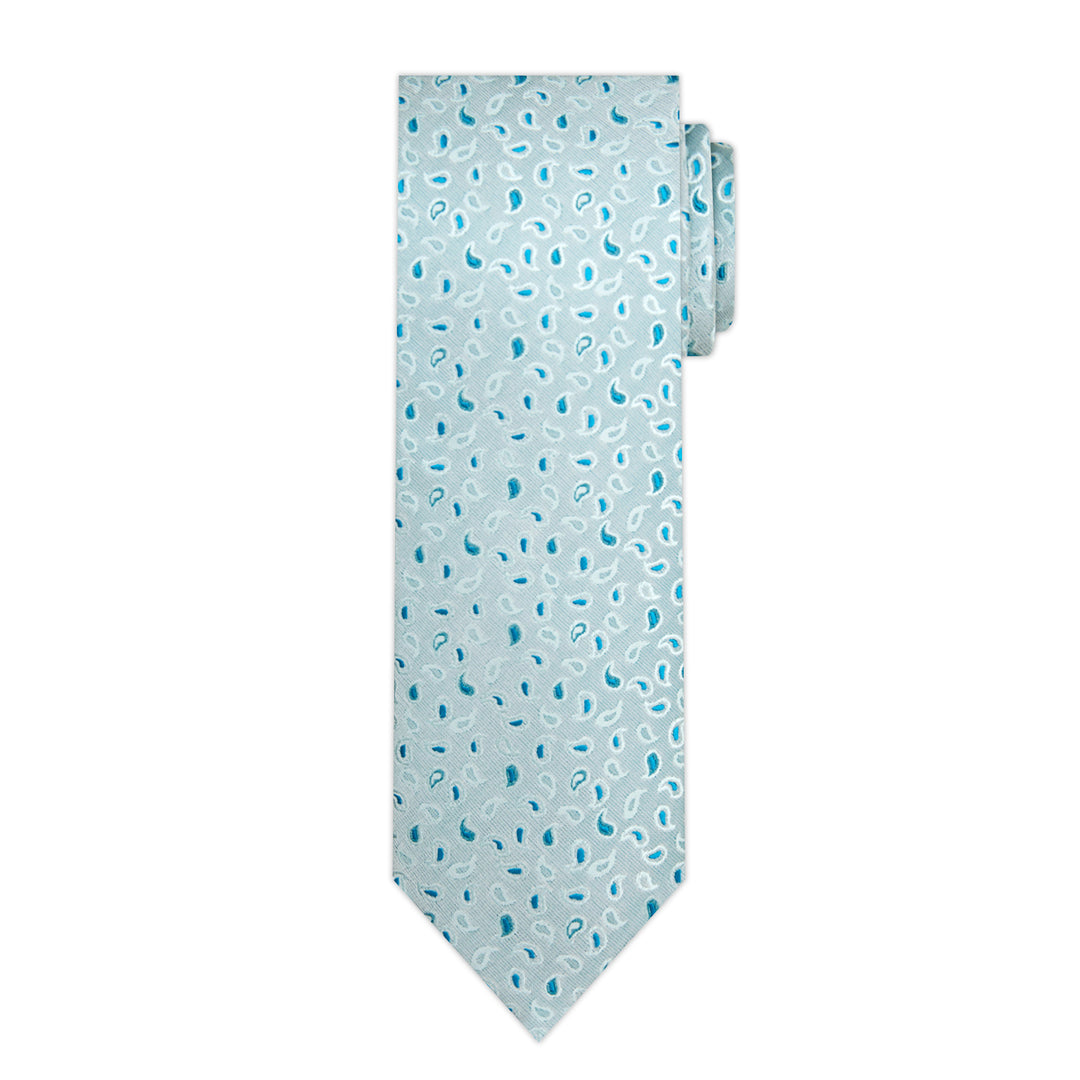 Paisley Tie - Silver Aqua