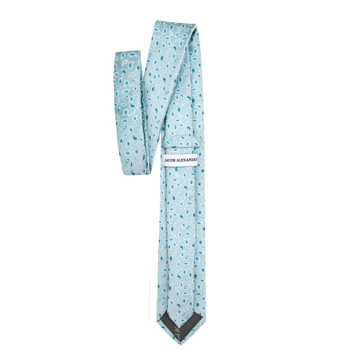 Paisley Slim Tie - Silver Aqua
